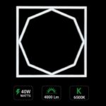 600x600mm LED Octagon Frame Light - 72W, Cool White