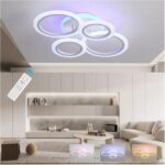 Modern White 4 Rings LED Ceiling Light 50W with Remote Control