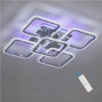 Modern Chrome 8 Square 80W 3000–6000K Blue/Pink - Chandelier with Remote Control