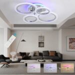 Modern Chrome 4 Rings LED Ceiling Light 50W with Remote Control