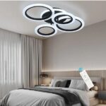 Modern Black 4 Rings LED Ceiling Light 50W with Remote Control