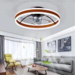LED Ceiling Fan with Light Remote Control 6 Speeds Reversible - Brown 50CM